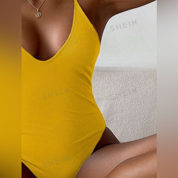 YELLOW • Swim Summer Beach Solid
Ribbed Knit One Piece Swimsuit - Picture 4 of 7